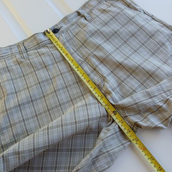 Reunion Herb Tan Plaid Cotton Shorts Men's 36 chino bermuda EUC casual pockets - Picture 10 of 12